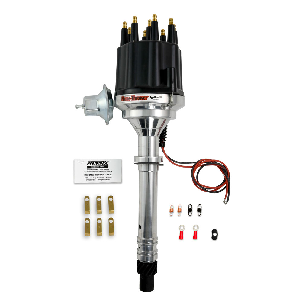 Pertronix Distributor D100710; Flame Thrower with Ignitor 2 Vacuum, Mechanical Hall Effect for Chevy 262 to 400, 396 to 454, 502 