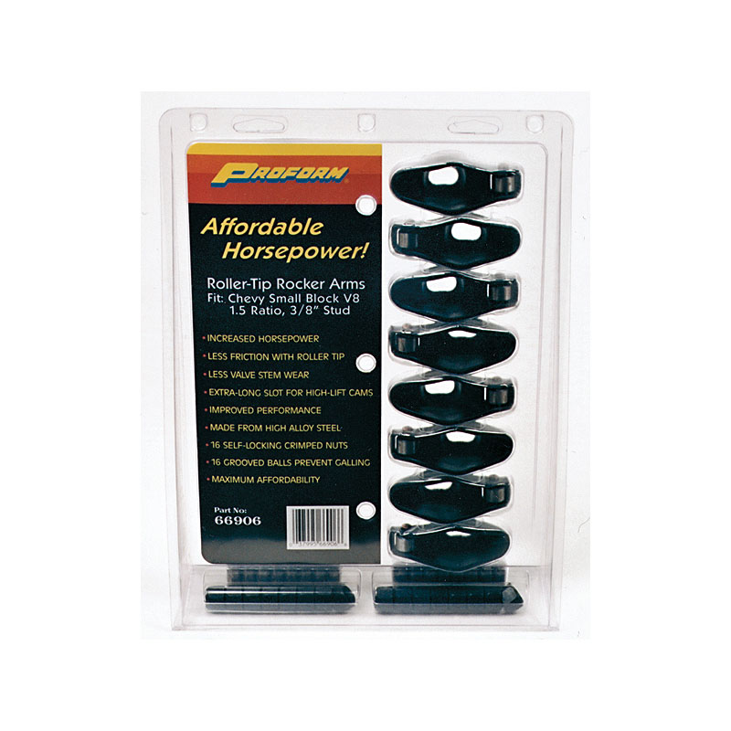 Proform Rocker Arm Kit 66922C; 1.6 3/8 in. Steel Roller Tip for Chevy 