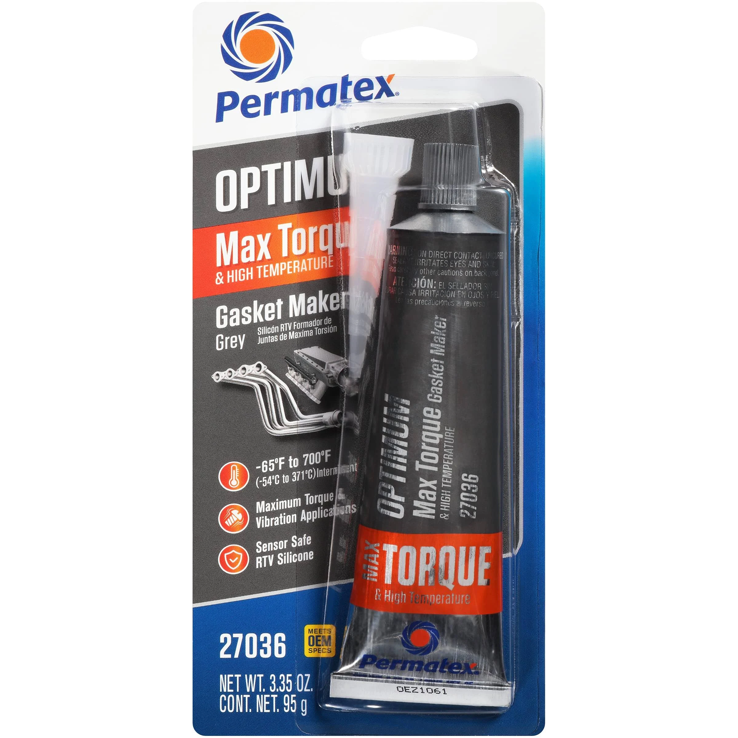 Permatex Gasket Making Compound 27036; Optimum Grey RTV 3.35 oz. Squeeze Tube Gray Silicone 