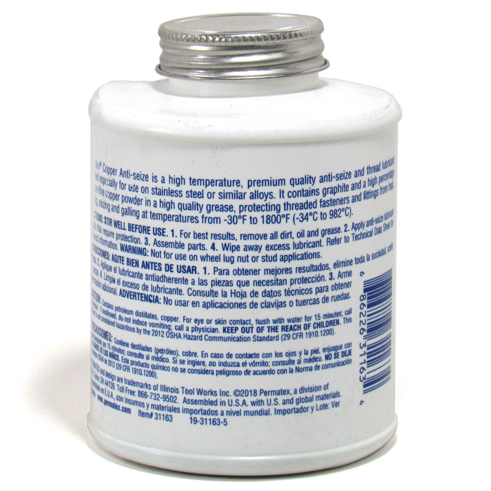 Permatex Anti-Seize Compound 31163; Copper Anti Seize 1 lb. Brush Top Copper 