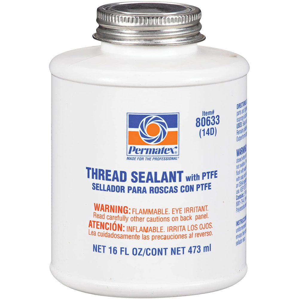 Permatex Thread Sealant 80633; Thread Sealant with PTFE 16.00 oz. Brush 