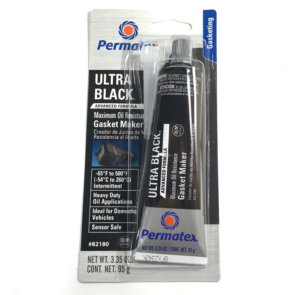 Permatex Gasket Making Compound 82180; Ultra Black Maximum Oil Resistance RTV 3.35 oz. Squeeze Tube Black Silicone 