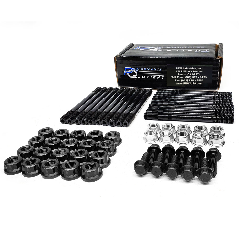 PRW Crankshaft Main Cap Stud Set 1000098; 12-Point Stud Black Oxide 8740 Chromoly for 1997 to 2017 GM LS, Gen III, GMPP LSX Block 