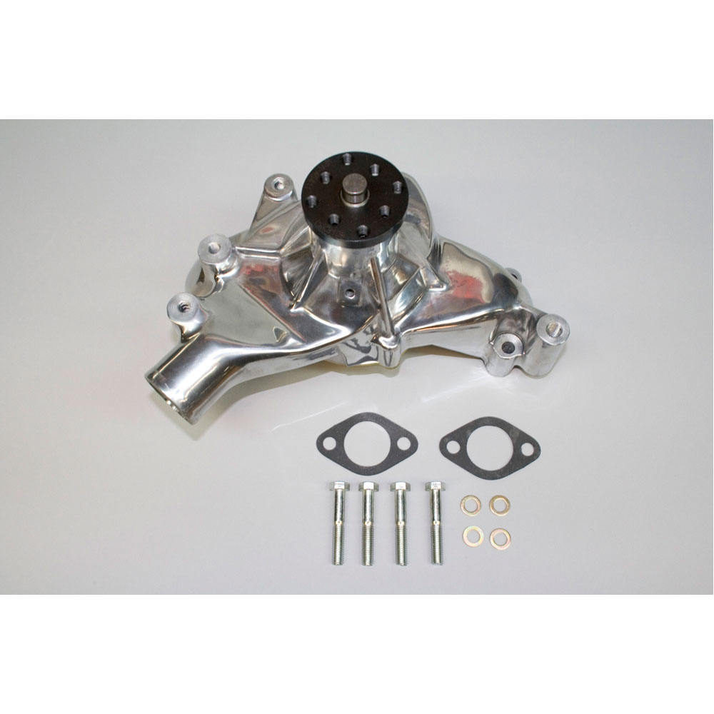 PRW Mechanical Water Pump 1445411; High Performance Polished Aluminum Mechanical Long for 1969 to 1987 Chevy 396 to 454 