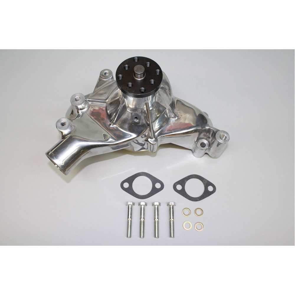 PRW Mechanical Water Pump 1445411; High Performance Polished Aluminum Mechanical Long for 1969 to 1987 Chevy 396 to 454 