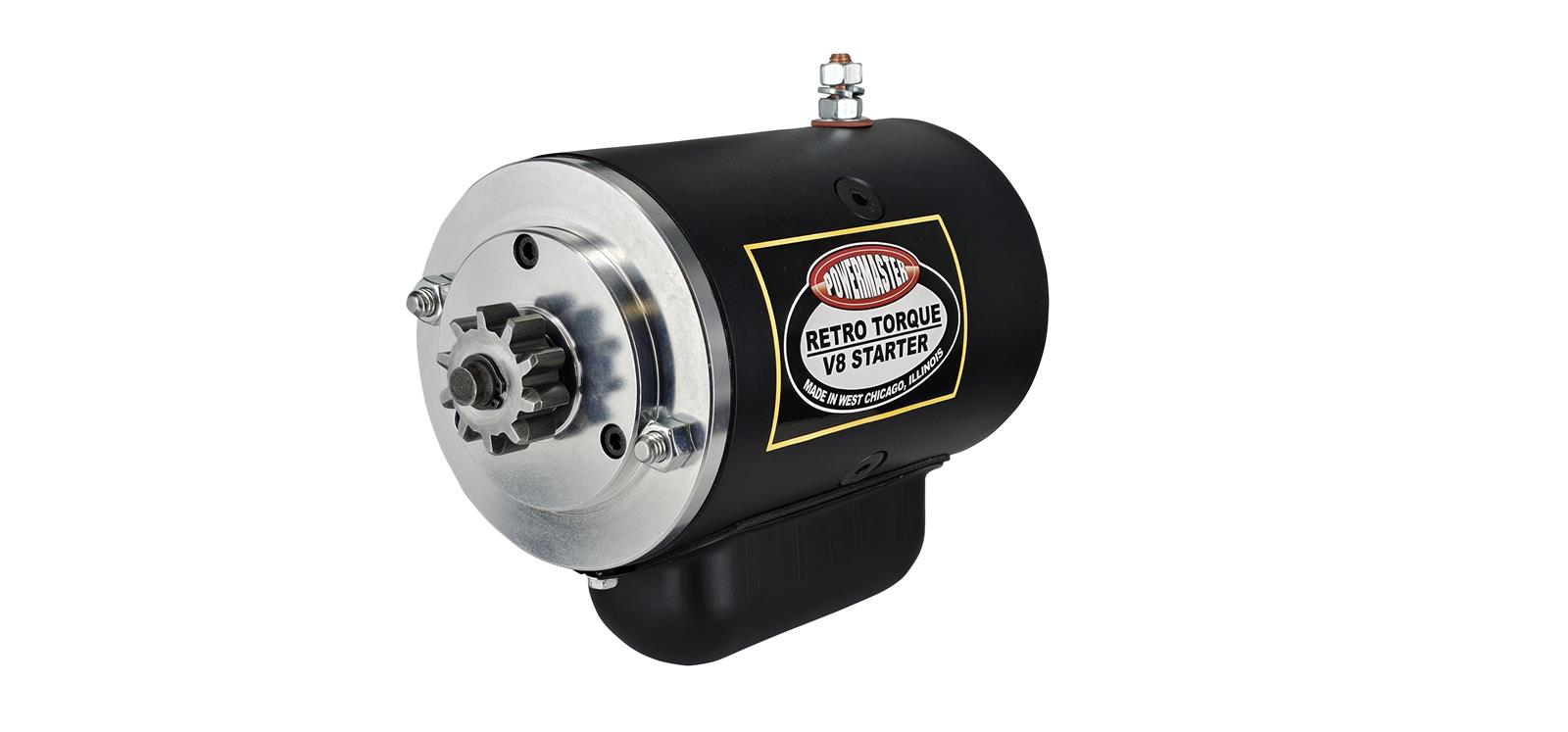 Powermaster Starter 92507RT; Retro Torque Black Stock, Gear Reduction for 1932 to 1953 Ford Flathead All (32 to 51), Manual only (52 to 53) 