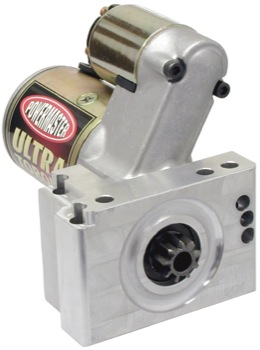 Powermaster Starter 9426; Ultra Torque Gold Iridite 153, 168 Tooth 3.40 HP Mini Hitachi Staggered, Straight for Chevy 262 to 400, 396 to 454 