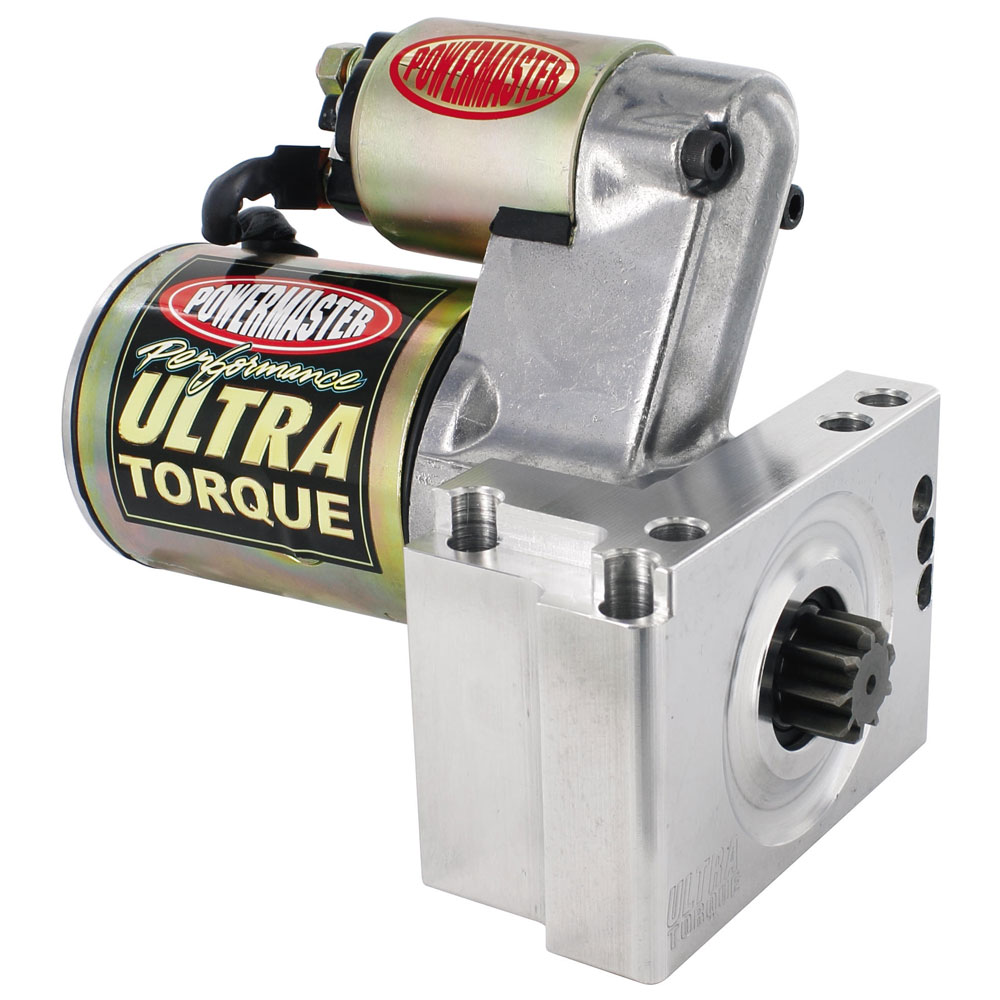 Powermaster Starter 9426; Ultra Torque Gold Iridite 153, 168 Tooth 3.40 HP Mini Hitachi Staggered, Straight for Chevy 262 to 400, 396 to 454 