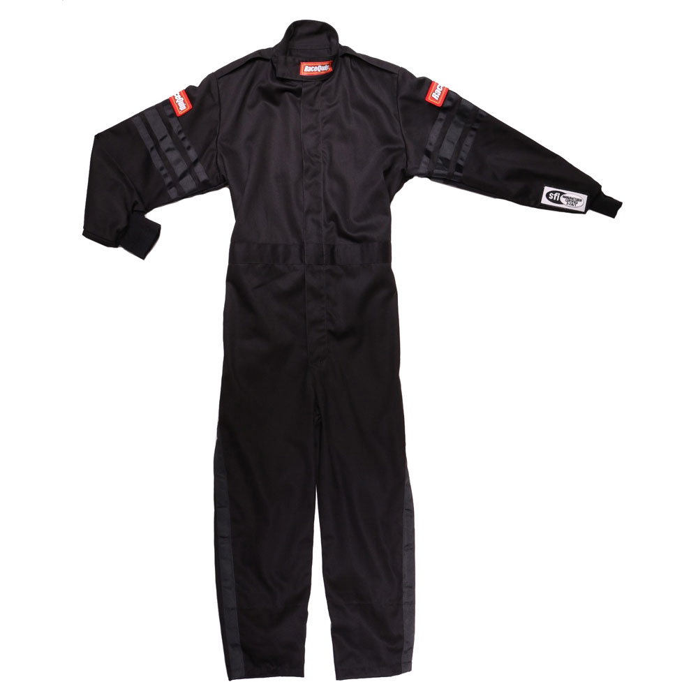 Photo for RaceQuip Racing Suit 1959993; Pro 1 Kids SFI 3.2A/1 Medium Single Black with Black Stripes