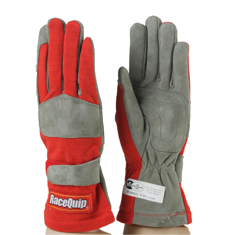 Photo for RaceQuip Racing Gloves 351012; SFI1 Small SFI 3.3/1 Single Red, Grey