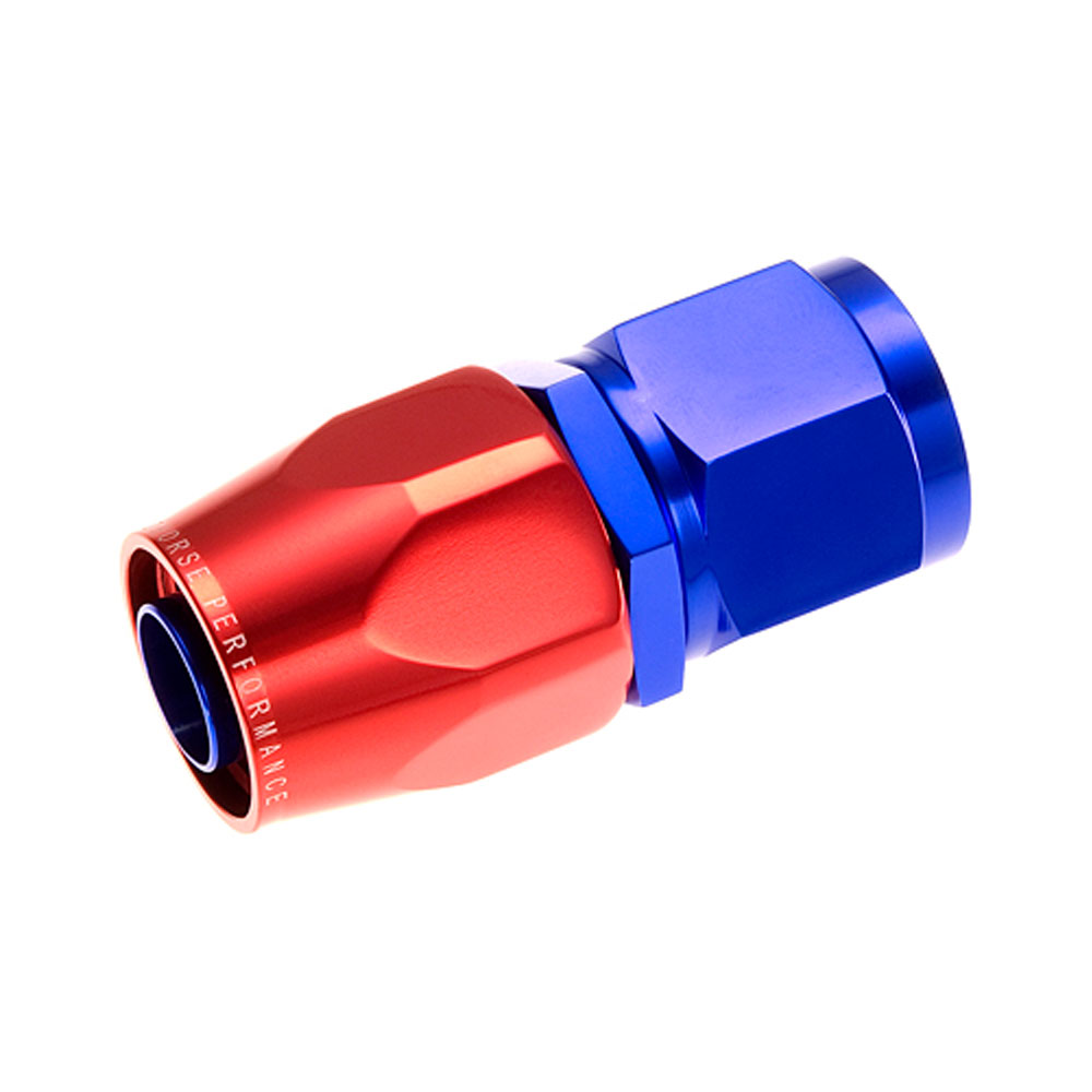 Redhorse Performance Fuel Hose Fitting 1000-10-1; Swivel Hose End Blue/Red Anodized -10AN Straight -10AN Female 