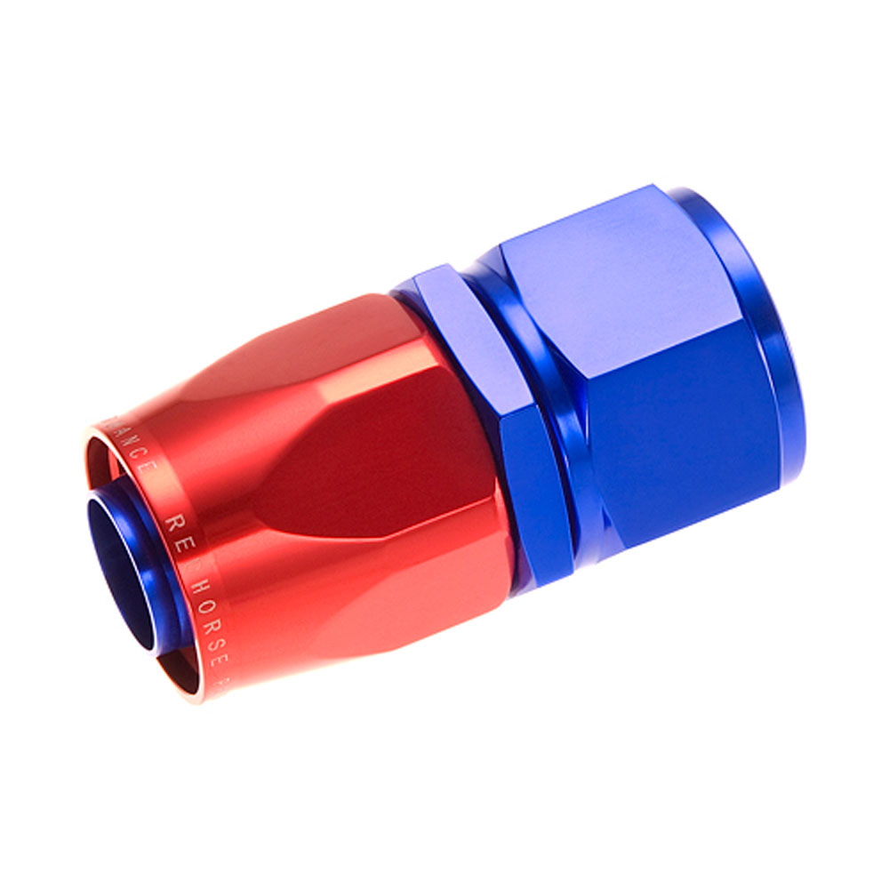 Redhorse Performance Fuel Hose Fitting 1000-12-1; Swivel Hose End Blue/Red Anodized -12AN Straight -12AN Female 