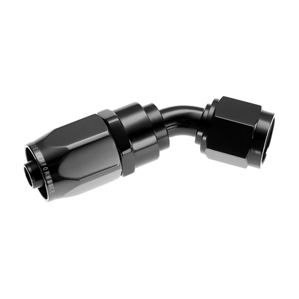Redhorse Performance Fuel Hose Fitting 1045-06-2; Swivel Hose End Black Anodized -06AN 45 deg. -06AN Female 