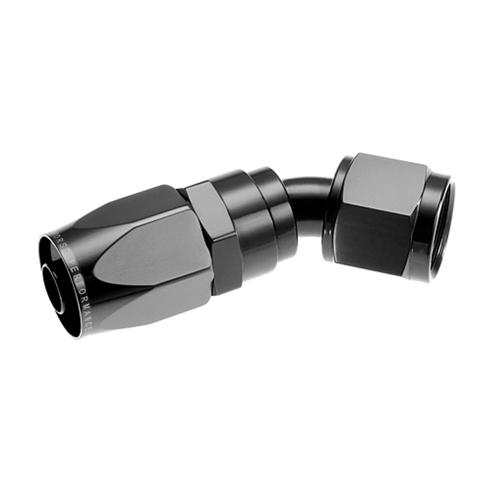 Redhorse Performance Fuel Hose Fitting 1045-08-2; Swivel Hose End Black Anodized -08AN 45 deg. -08AN Female 