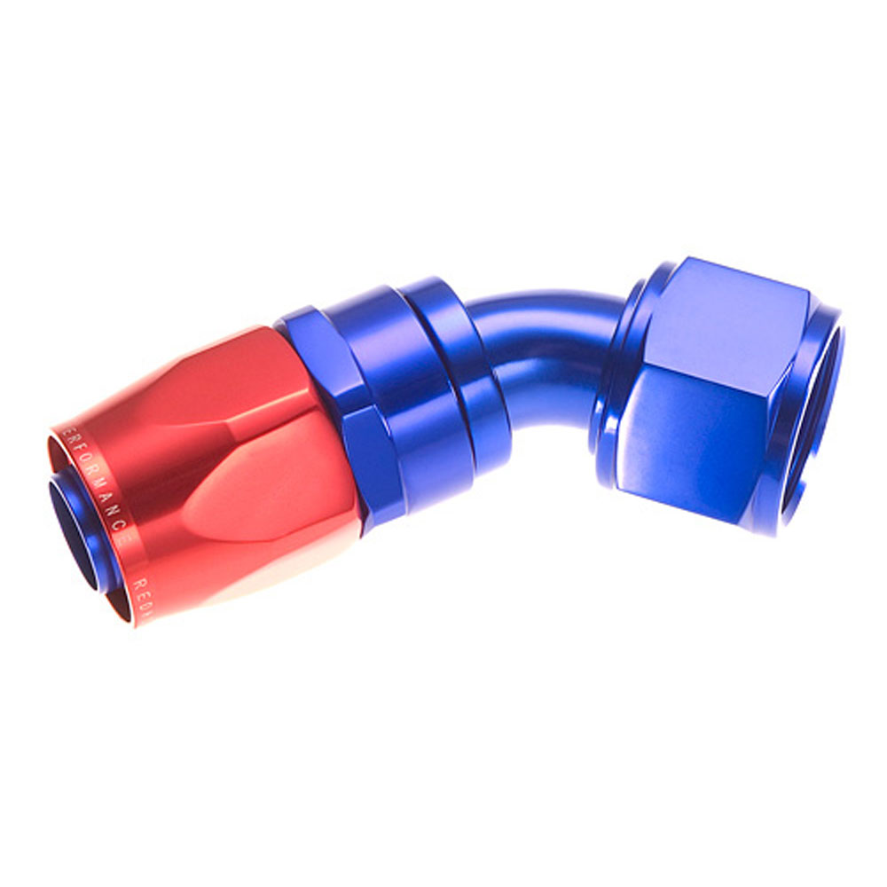Redhorse Performance Fuel Hose Fitting 1045-12-1; Swivel Hose End Blue/Red Anodized -12AN 45 deg. -12AN Female 