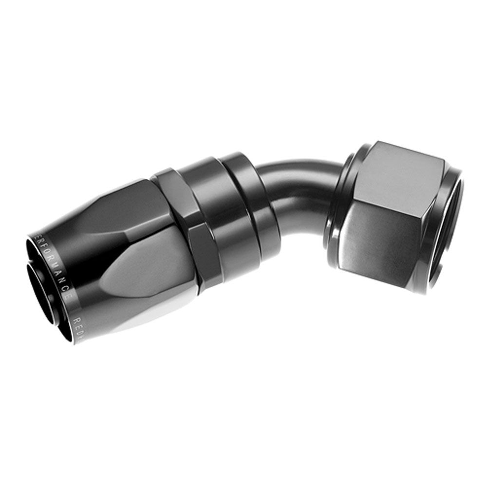 Redhorse Performance Fuel Hose Fitting 1045-12-2; Swivel Hose End Black Anodized -12AN 45 deg. -12AN Female 