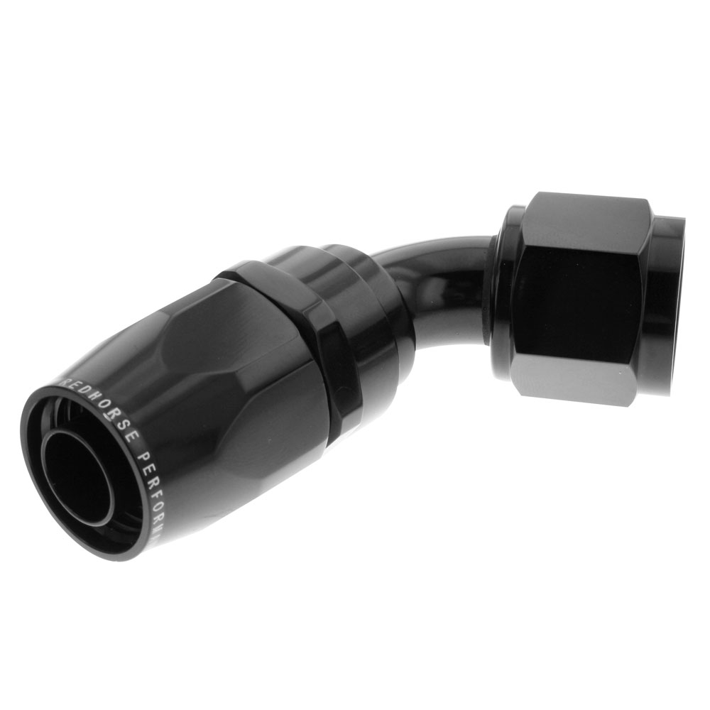 Redhorse Performance Fuel Hose Fitting 1060-08-2; Swivel Hose End Black Anodized -08AN 60 deg. -08AN Female 