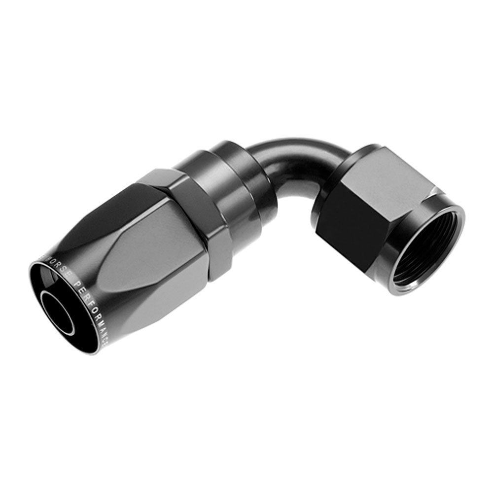 Redhorse Performance Fuel Hose Fitting 1090-08-2; Swivel Hose End Black Anodized -08AN 90 deg. -08AN Female 