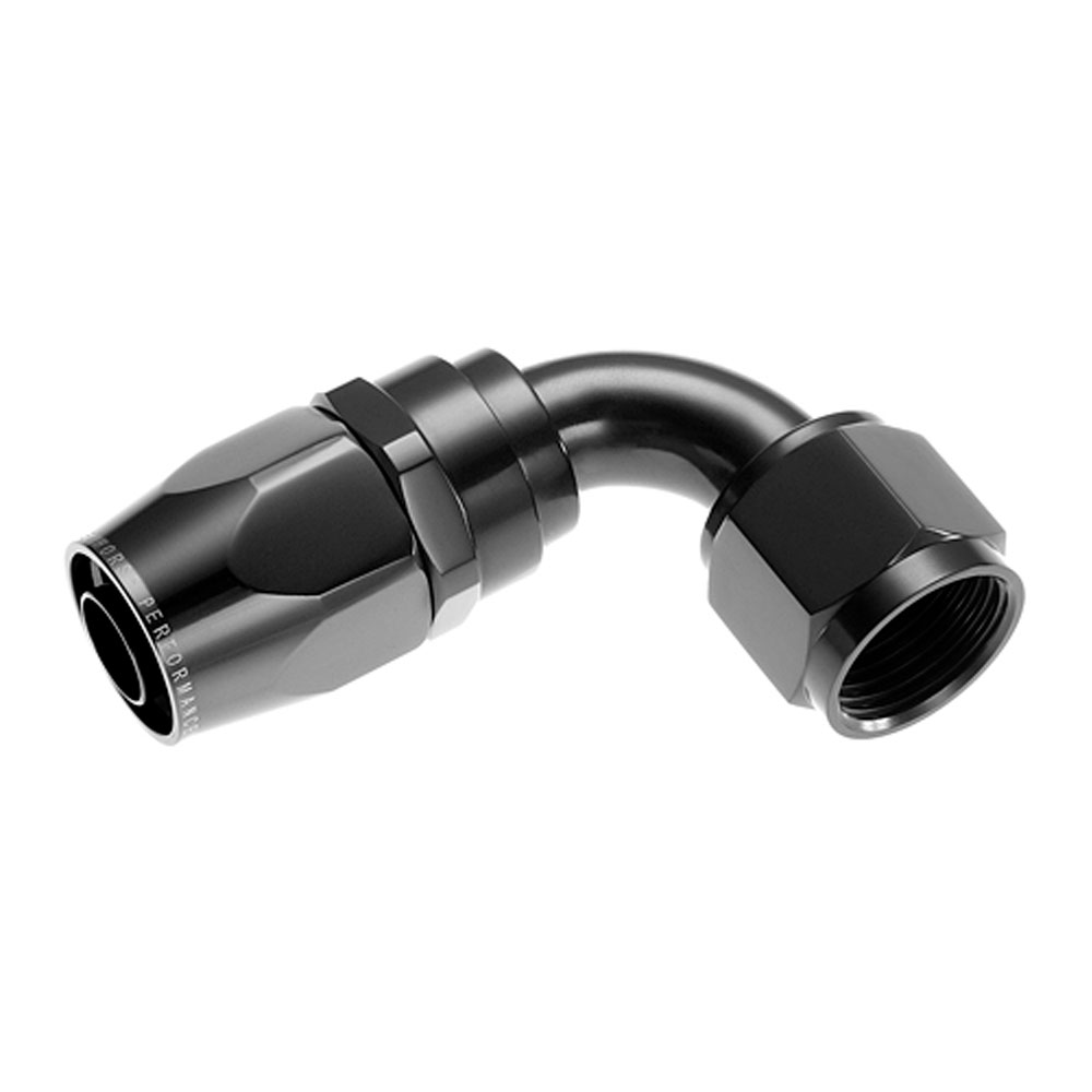 Redhorse Performance Fuel Hose Fitting 1090-10-2; Swivel Hose End Black Anodized -10AN 90 deg. -10AN Female 