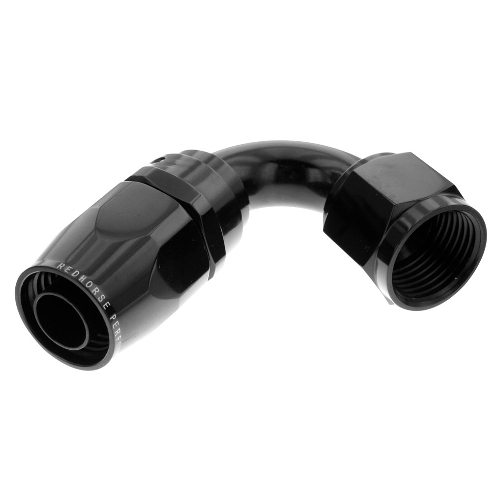 Redhorse Performance Fuel Hose Fitting 1120-04-2; Swivel Hose End Black Anodized -04AN 120 deg. -04AN Female 