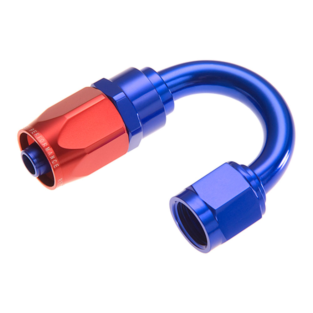 Redhorse Performance Fuel Hose Fitting 1180-06-1; Swivel Hose End Blue/Red Anodized -06AN 180 deg. -06AN Female 