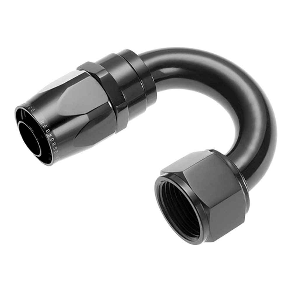 Redhorse Performance Fuel Hose Fitting 1180-12-2; Swivel Hose End Black Anodized -12AN 180 deg. -12AN Female 