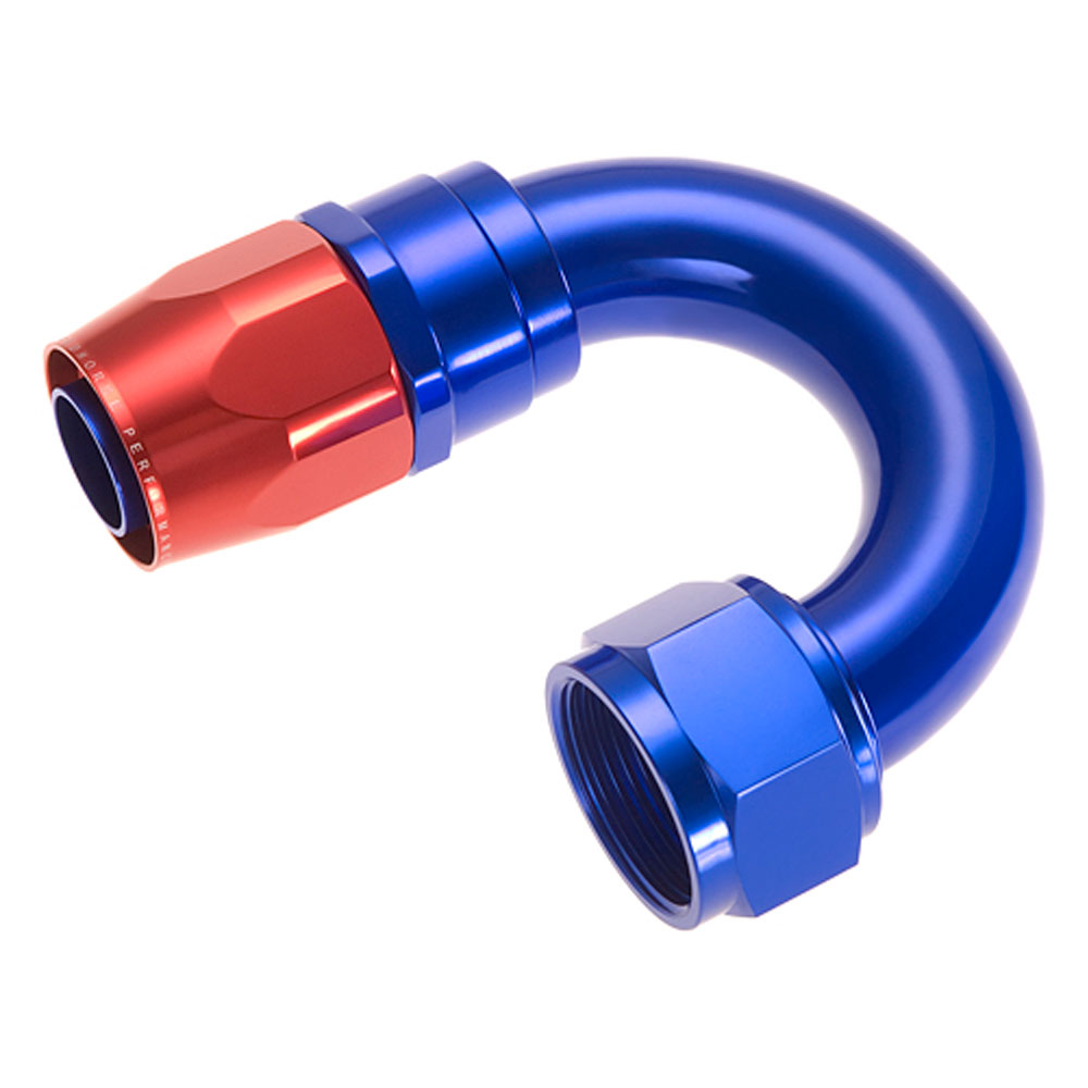 Redhorse Performance Fuel Hose Fitting 1180-16-1; Swivel Hose End Blue/Red Anodized -16AN 180 deg. -16AN Female 