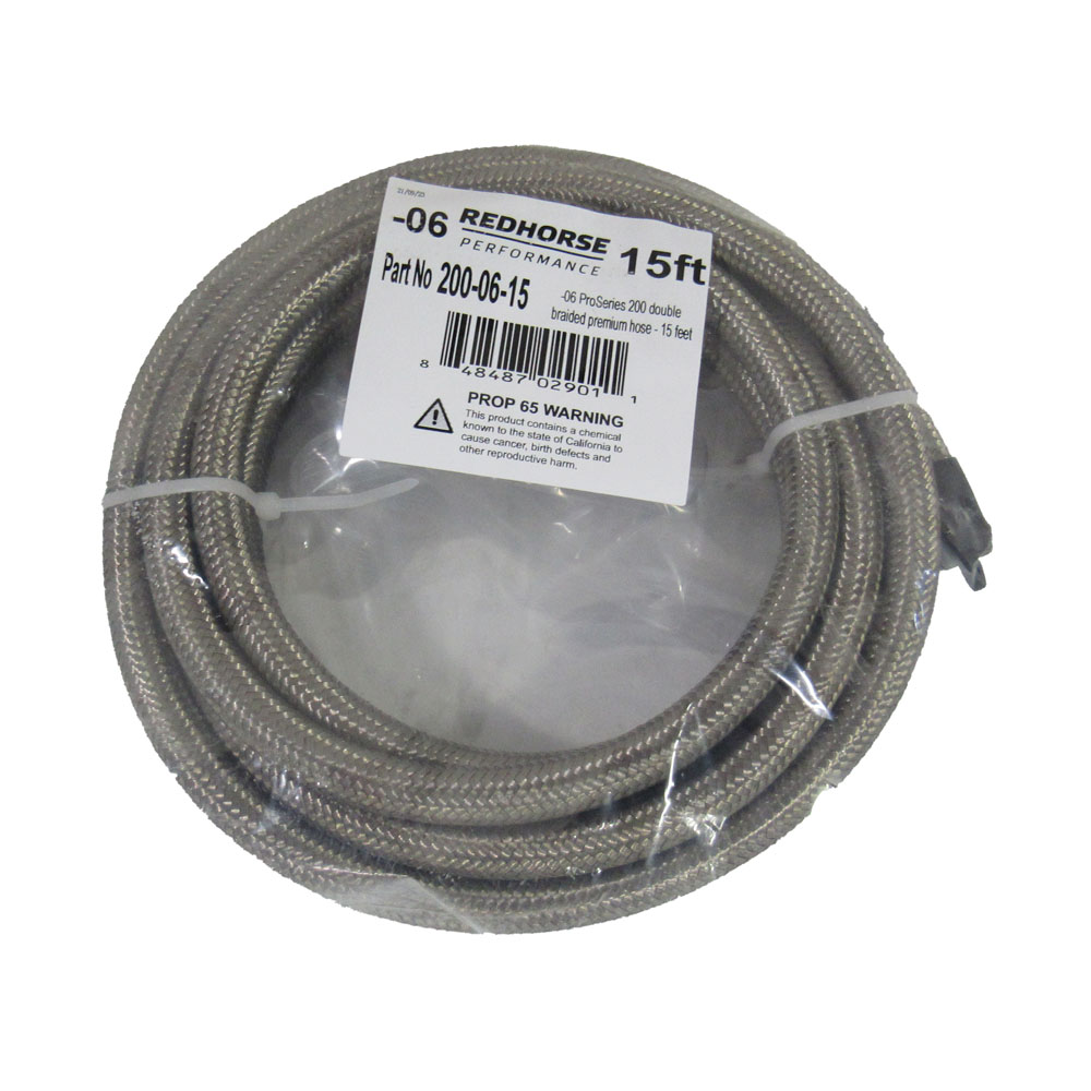 Redhorse Fuel Hose 200-06-15; Pro Series 200 -06 AN 15 ft. Satin Racing Hose 