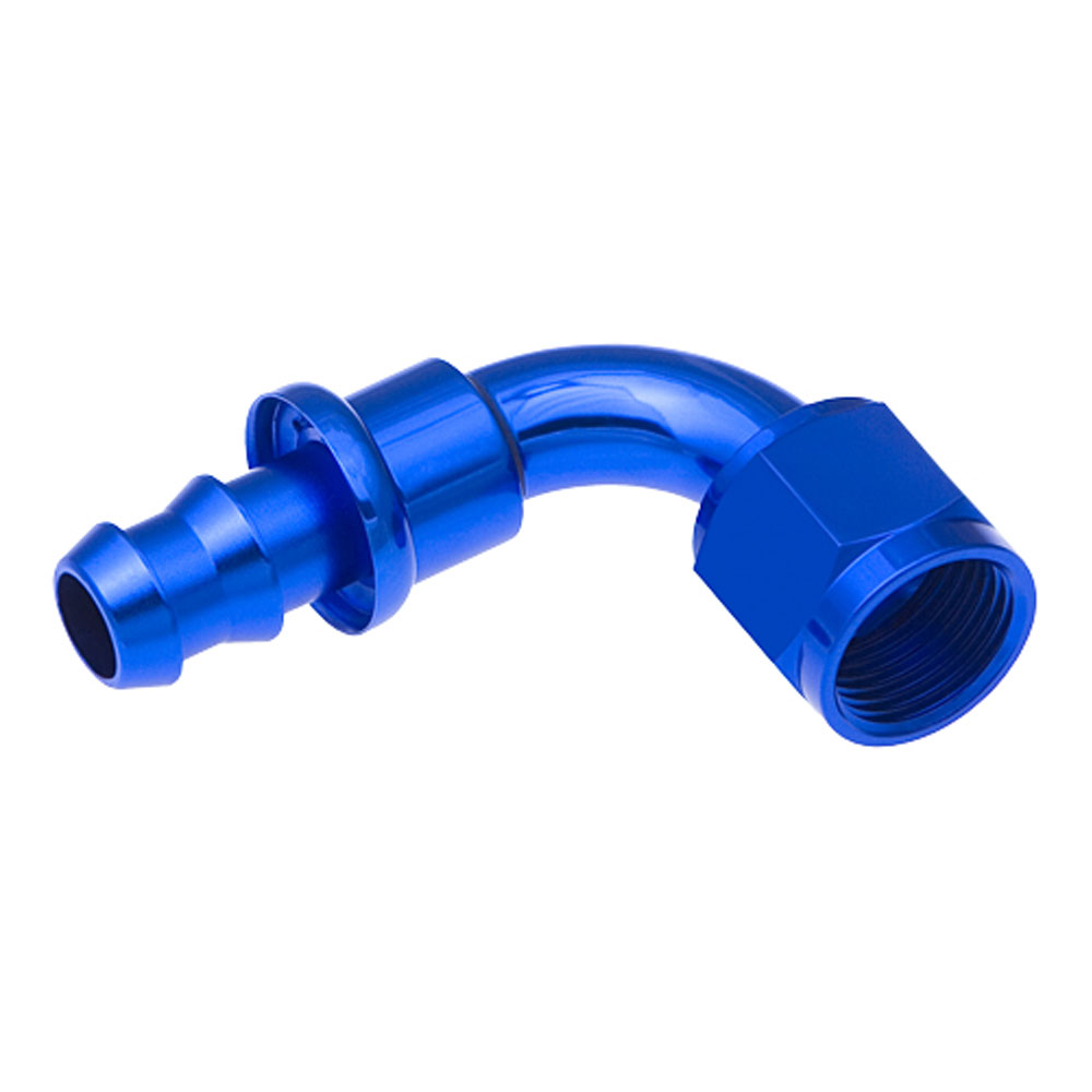 Redhorse Performance Fuel Hose Fitting 2090-06-1; Non Swivel Hose End Blue Anodized -06AN 90 deg. -06AN Female 