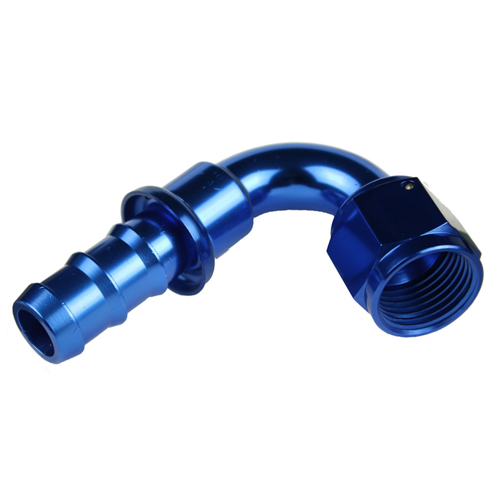 Redhorse Performance Fuel Hose Fitting 2120-08-1; Non Swivel Hose End Blue Anodized -08AN 120 deg. -08AN Female 