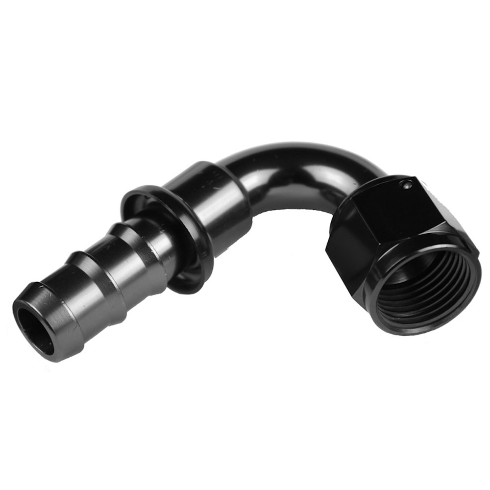 Redhorse Performance Fuel Hose Fitting 2120-12-2; Non Swivel Hose End Black Anodized -12AN 120 deg. -12AN Female 