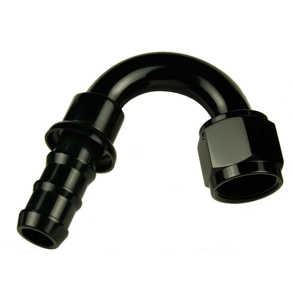 Redhorse Performance Fuel Hose Fitting 2150-08-2; Non Swivel Hose End Black Anodized -08AN 150 deg. -08AN Female 