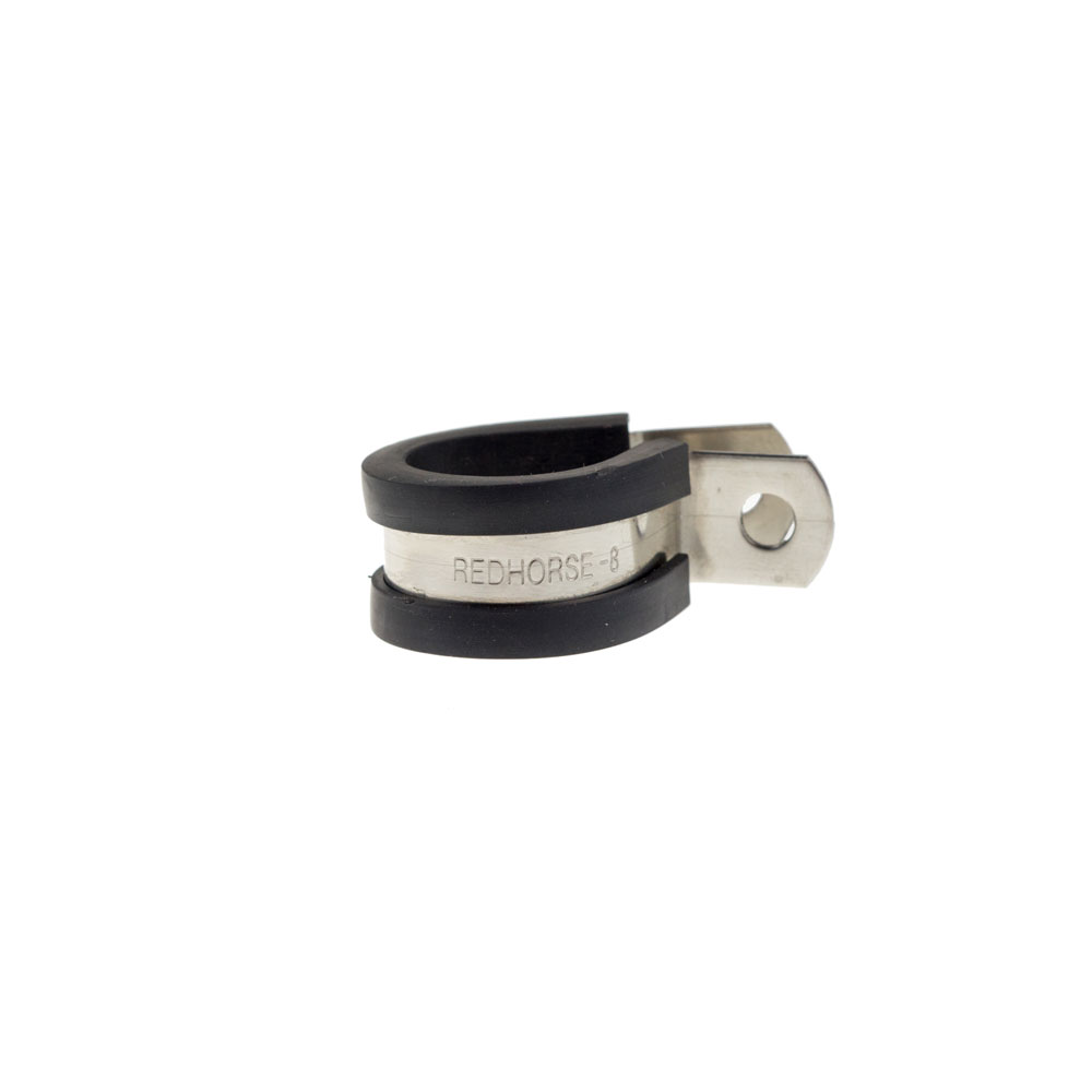 Redhorse Line Clamp 220-08-2; Cushion Clamps 1 -08AN Natural, Black Stainless Steel, Rubber 