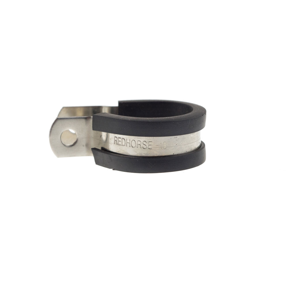 Redhorse Line Clamp 220-10-2; Cushion Clamps 1 -10AN Natural, Black Stainless Steel, Rubber 