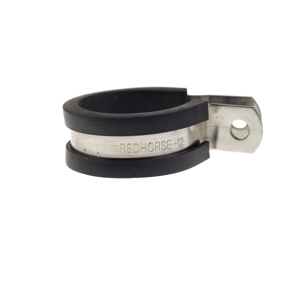 Redhorse Performance Line Clamp 220-12-2; Cushion Clamps 1 -12AN Natural, Black Stainless Steel, Rubber 