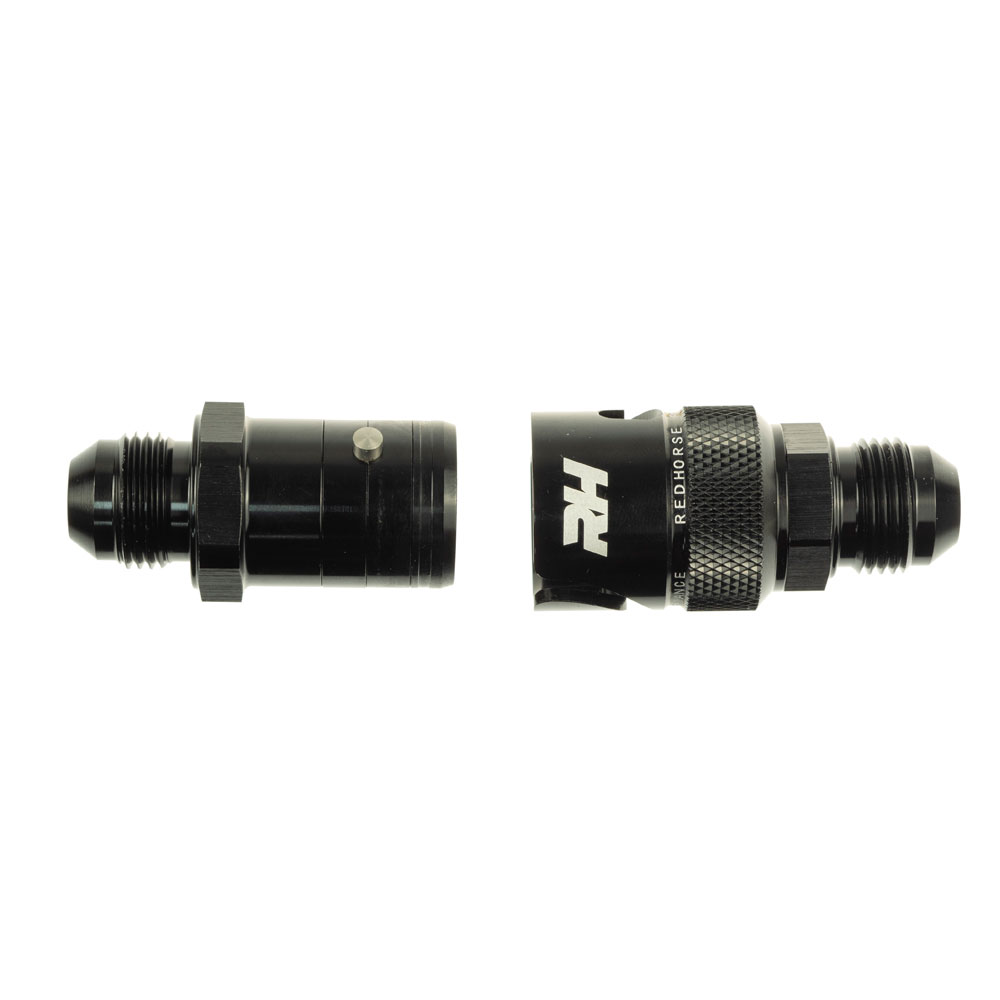 Redhorse Performance AN Fitting 4155-06-2; Dry Break Quick Release AN to AN Quick Disconnect Union Black -06AN Male Straight -06AN Male 