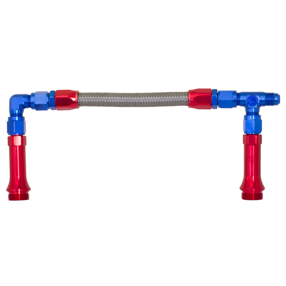 Photo for Redhorse Carburetor Fuel Inlet Kit 5155-06-1; Dual Feed Line 9.500 to 9.750 in. Multi Piece Red, Blue, Silver Aluminum, Stainless Steel Braid