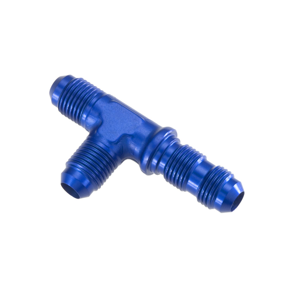 Redhorse AN Fitting 804-08-1; AN to AN Bulkhead Tee on Run Blue -08AN Male Tee -08AN Male -08AN Male 