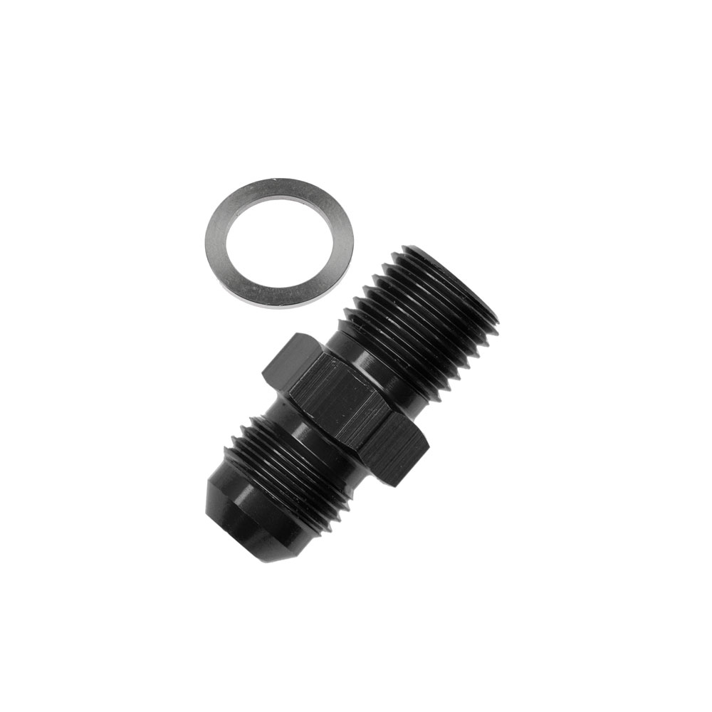 Redhorse Performance AN Fitting 8161-04-10-2; AN to Metric Adapter Black -04AN Male Straight 10mm x 1.0 Male 