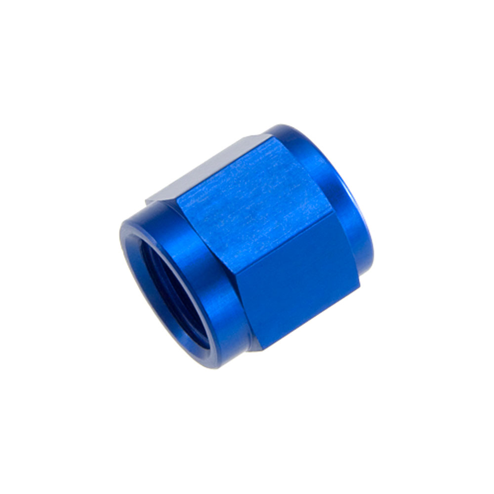 Redhorse Performance Tube Fitting 818-06-1; Tube Nut Blue Anodized 3/8 in. Tube Straight -06AN Female 