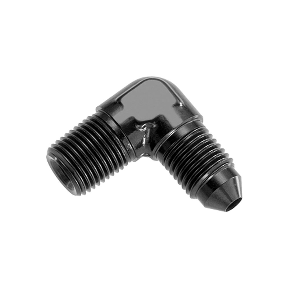 Redhorse Performance AN Fitting 822-03-02-2; AN to NPT Adapter Black -03AN Male 90 deg. 1/8 in. NPT Male 