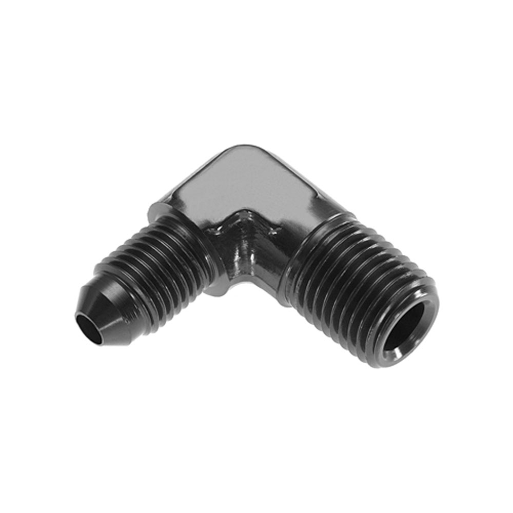 Redhorse Performance AN Fitting 822-04-04-2; AN to NPT Adapter Black -04AN Male 90 deg. 1/4 in. NPT Male 