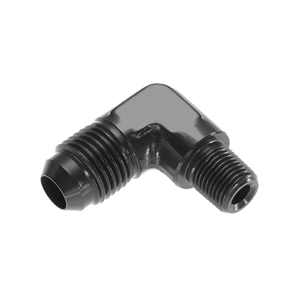 Redhorse Performance AN Fitting 822-06-02-2; AN to NPT Adapter Black -06AN Male 90 deg. 1/8 in. NPT Male 