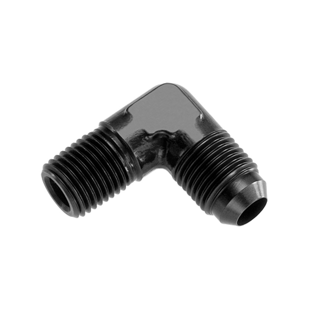 Redhorse Performance AN Fitting 822-06-04-2; AN to NPT Adapter Black -06AN Male 90 deg. 1/4 in. NPT Male 