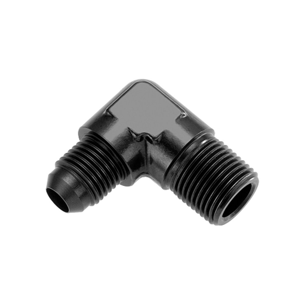 Redhorse Performance AN Fitting 822-06-06-2; AN to NPT Adapter Black -06AN Male 90 deg. 3/8 in. NPT Male 
