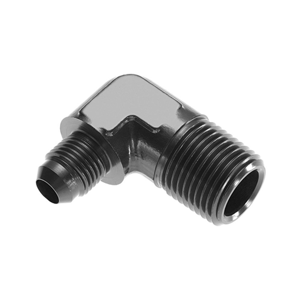Redhorse Performance AN Fitting 822-06-08-2; AN to NPT Adapter Black -06AN Male 90 deg. 1/2 in. NPT Male 