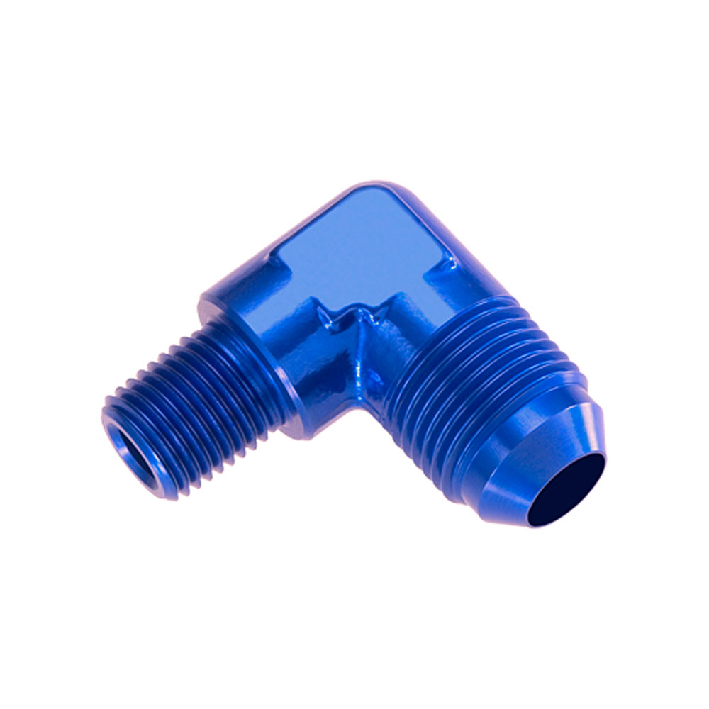 Redhorse Performance AN Fitting 822-08-04-1; AN to NPT Adapter Blue -08AN Male 90 deg. 1/4 in. NPT Male 
