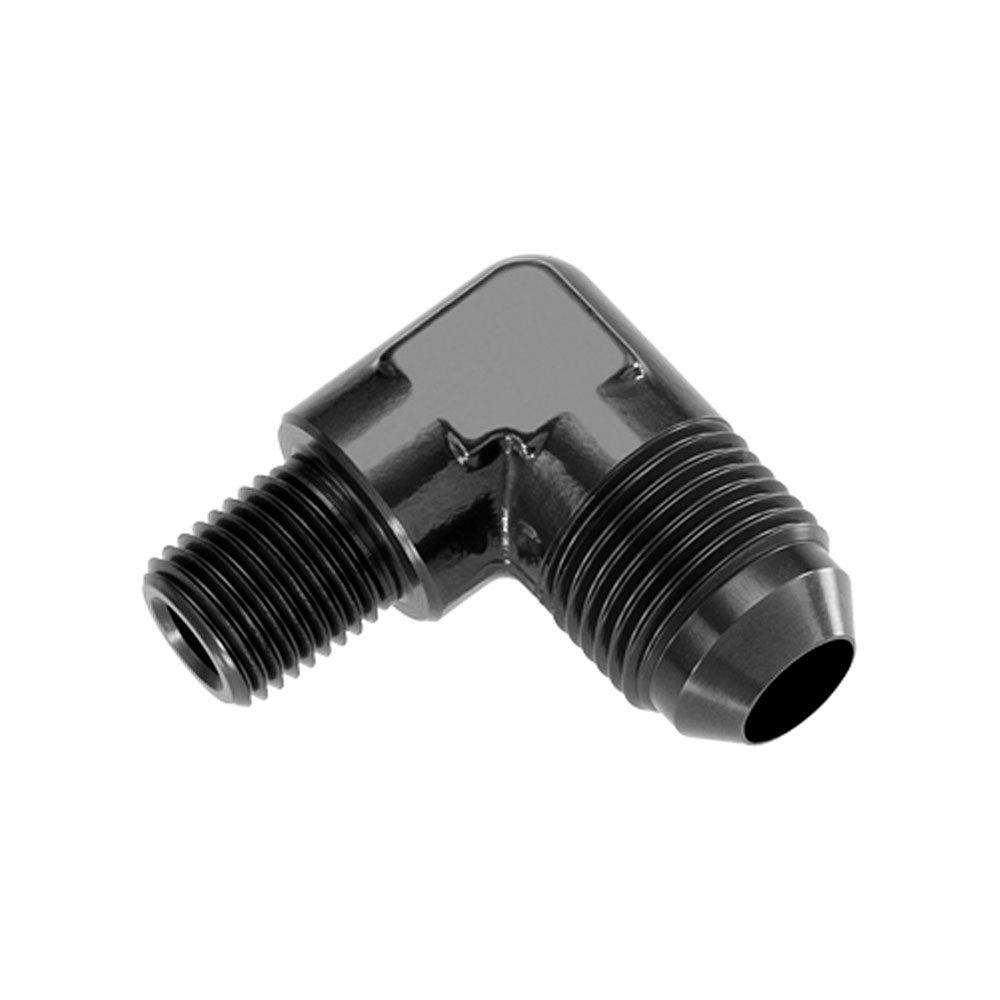 Redhorse Performance AN Fitting 822-08-04-2; AN to NPT Adapter Black -08AN Male 90 deg. 1/4 in. NPT Male 