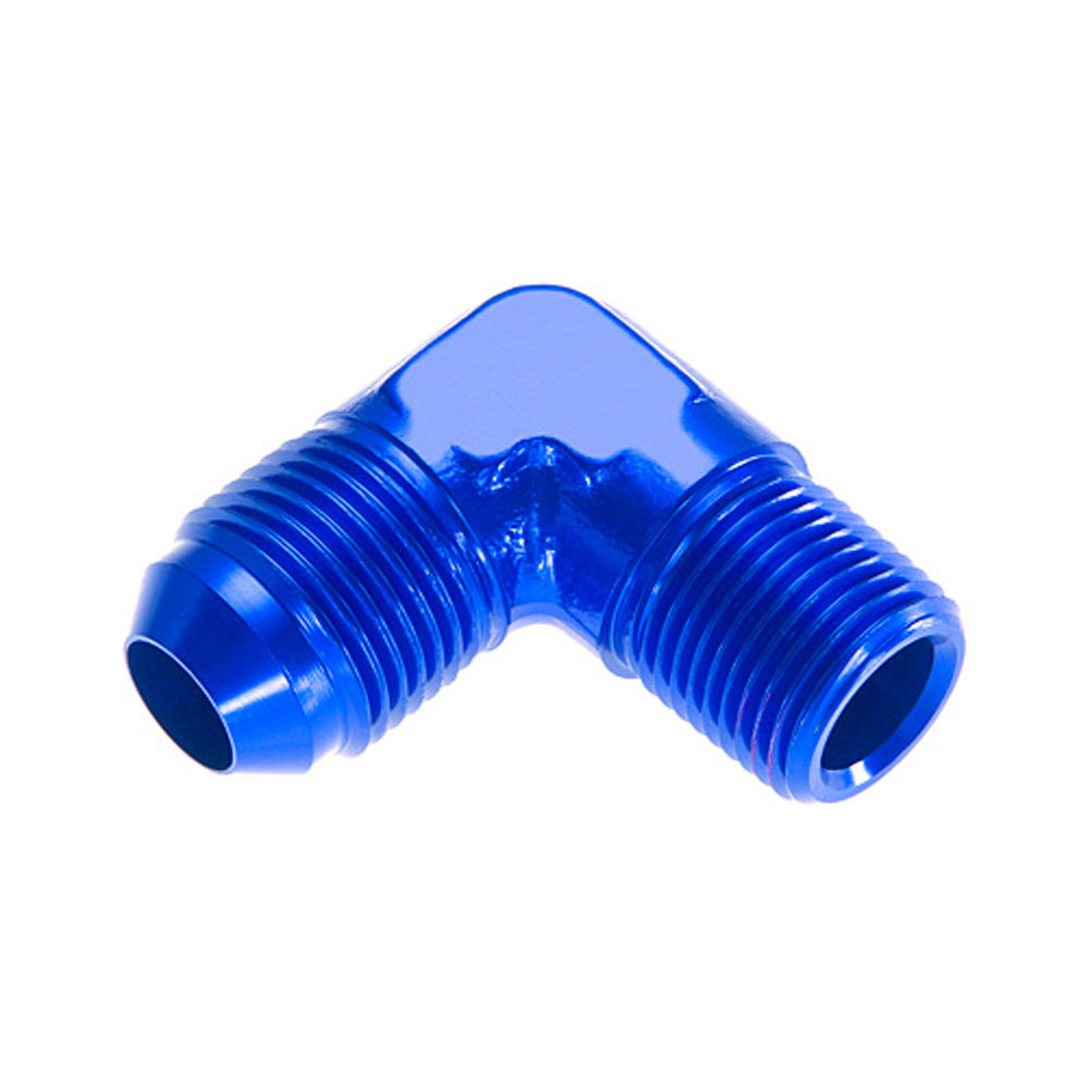 Photo for Redhorse Performance AN Fitting 822-08-06-1; AN to NPT Adapter Blue -08AN Male 90 deg. 3/8 in. NPT Male