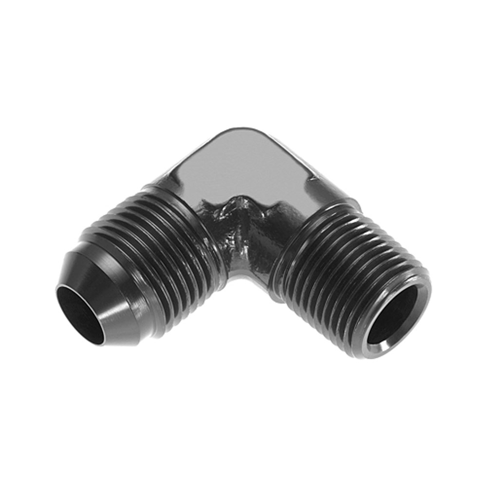Redhorse Performance AN Fitting 822-08-06-2; AN to NPT Adapter Black -08AN Male 90 deg. 3/8 in. NPT Male 